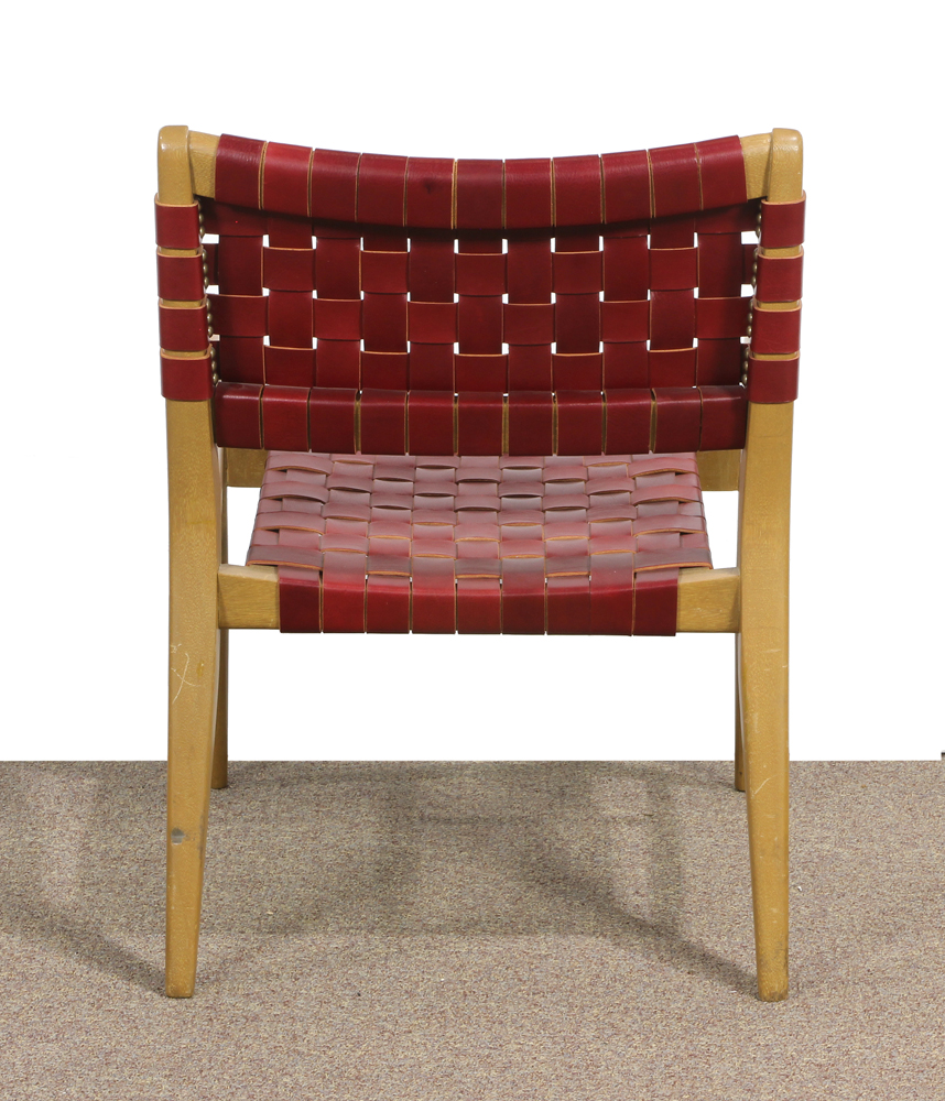 (lot of 4) John Keal for Brown Saltman lounge chairs, the woven back and seats executed in red - Image 5 of 8