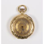 18k yellow gold demi case pocket watch Dial: round, engraved, Roman numeral hour markers, outer