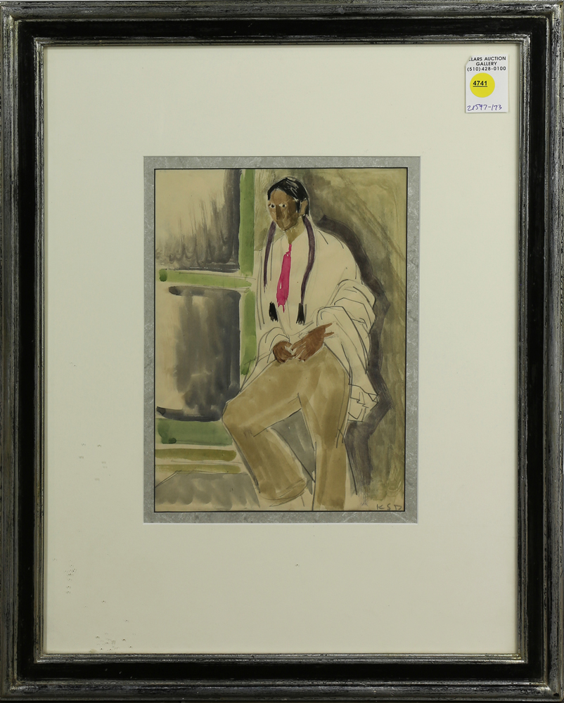 Anna Katharine Skeele Dann (American, 1896-1963), Portrait of a Man, watercolor, initialed lower