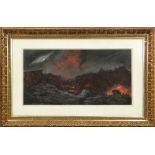 School of Tavernier (American, 1844-1889), Hawaiian Volcano, pastel on paper, signed verso by