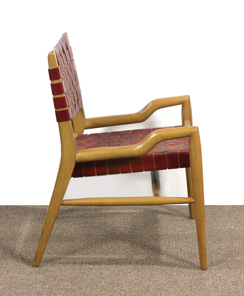 (lot of 4) John Keal for Brown Saltman lounge chairs, the woven back and seats executed in red - Image 4 of 8