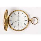 Racine Perrot 18k yellow gold hunting case pocket watch Dial: round, white, black Roman numeral hour