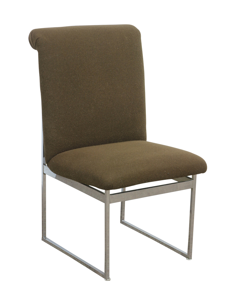 (lot of 6) Milo Baughman chromed steel and wool dining chairs, circa 1970, each having a high back - Image 3 of 8