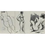 (lot of 4) Edward Hagedorn (American, 1902 - 1982), Female Nude Studies, inks and charcoal on paper,