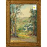 Julia Raymond (American, 1859-1955), House in Laguna, 1920, watercolor, signed lower left,