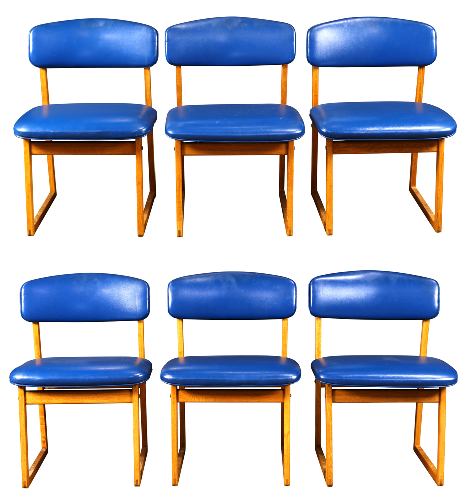 (lot of 6) Børge Mogensen for Karl Andersson oak side chairs, each having a slightly curved back,