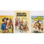 (lot of 3) Walt Howarth (British, 1928-2008), "John Wayne Adventure Comics #11," 1949, watercolor,