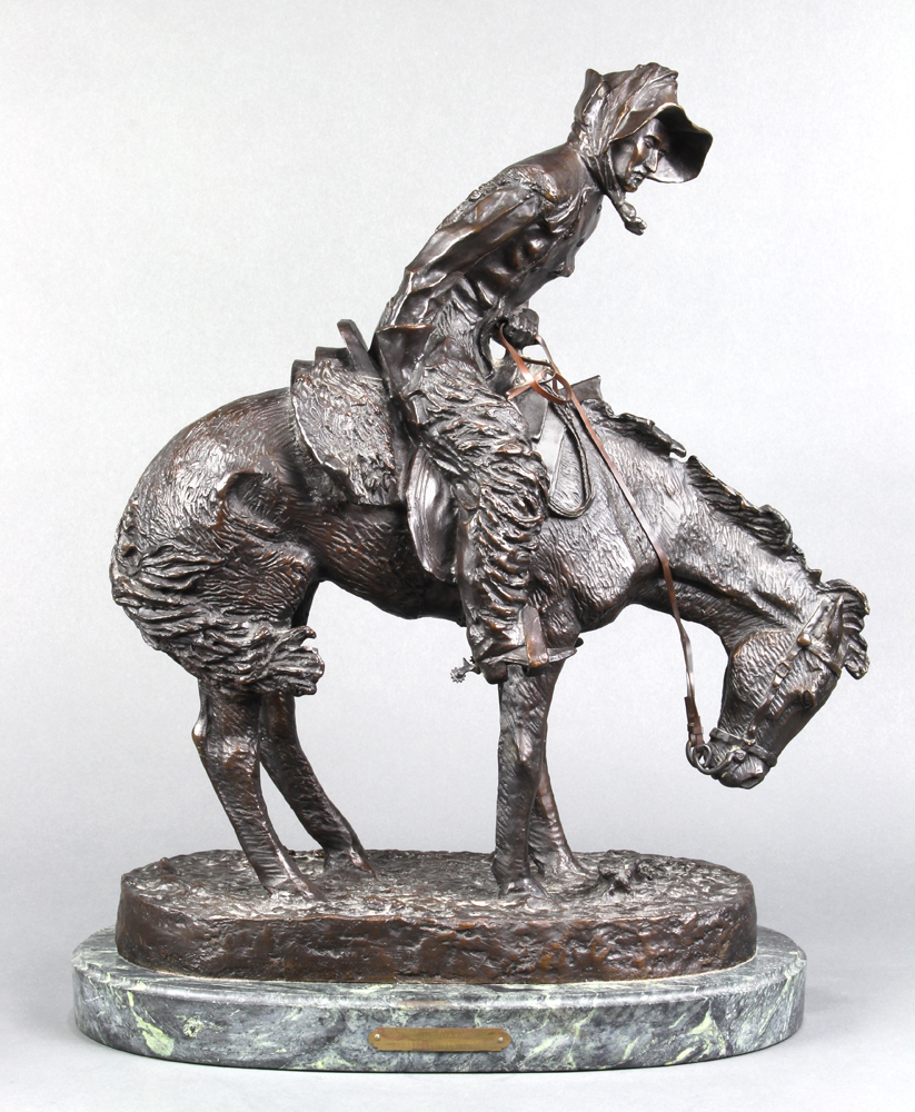 After Frederic Remington (American, 1861-1909), “The Norther,” bronze sculpture, bears signature - Image 2 of 6