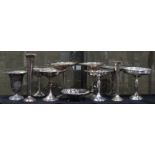 (lot of 11) Sterling silver compotes and bud vase group, included many weighted examples, makers