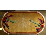Chinese art deco oval carpet, 4'9" x 2'5"