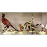 (lot of 4) Royal Crown Derby bird figurines consisting of (2) King Fishers, a pair of Goldfinches,