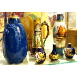 (lot of 6) Porcelain group, consisting of three Royal Crown Derby bud vases, two centered with a