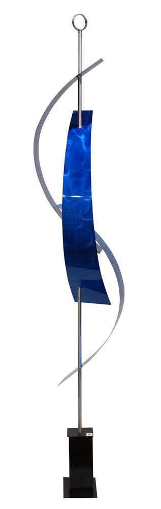 Waves of Blue, 2017, metal sculpture, signed "Joe Heeter" and dated, overall (with base): 96"h x - Image 5 of 6