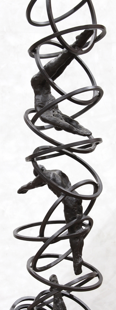 Jumping Through Hoops, bronze sculpture, unsigned, 20th century, overall (with marble base): 48.5" - Image 4 of 4