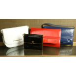 (lot of 4) Handbag group, each marked Gucci, consisting of one in red, another in blue, an evening