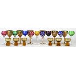 One shelf of stemware including Bohemian style cordials, largest: 4.5"h