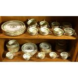 Two shelves of Aynsley tableware in the "Cambridge" pattern, consisting of (10) consommes and (11)