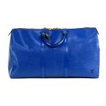 Louis Vuitton Epi Keepall travel bag, 50cm, executed in blue leather, 12"h x 20.5"w x 9"d