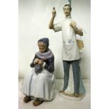 (lot of 2) Porcelain figural groups, consisting of a Lladro of a dentist, together with a Royal