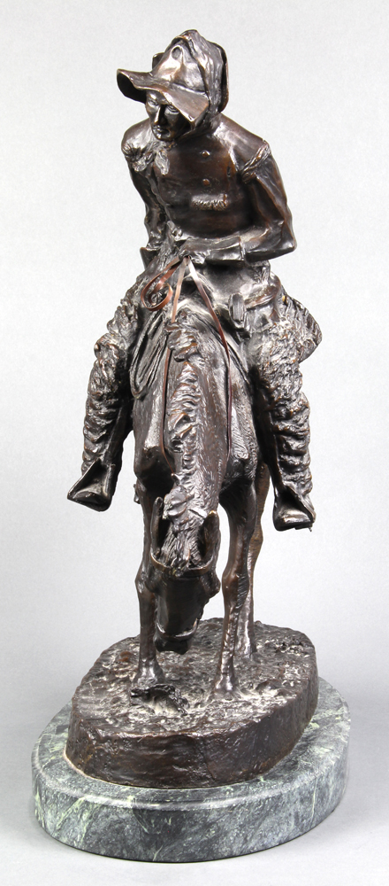 After Frederic Remington (American, 1861-1909), “The Norther,” bronze sculpture, bears signature - Image 4 of 6