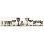 (lot of 17) Sterling silver stemware group, consisting of cordials and wine glasses, a Mexican