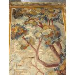 French scenic tapestry panel, depicting a naturalistic scene, 7'1" x 3'1"