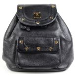 MCM vintage Backpack shoulder bag 26cm, executed in black grained leather