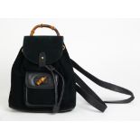 Gucci black calf leather shoulder bag, having a bamboo handle, 003-2058-0030, 21 x 25 x 7cm