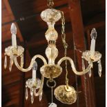 Murano glass chandelier, executed in gold, having three lights, 19"h