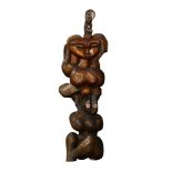 Francis Nnaggenda (Ugandan, b. 1936), Untitled (Joined Figures), carved wood sculpture, 79"h x 30"