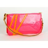 Louis Vuitton Lexington Robert Wilson Pouch, having florescent rose colored calf and vernis golden