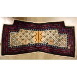 Chinese saddle blanket carpet, 4'3" x 2'