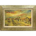 "Village of Saint Marie," signed "K. Smith" lower left, titled lower right, 20th century, overall (