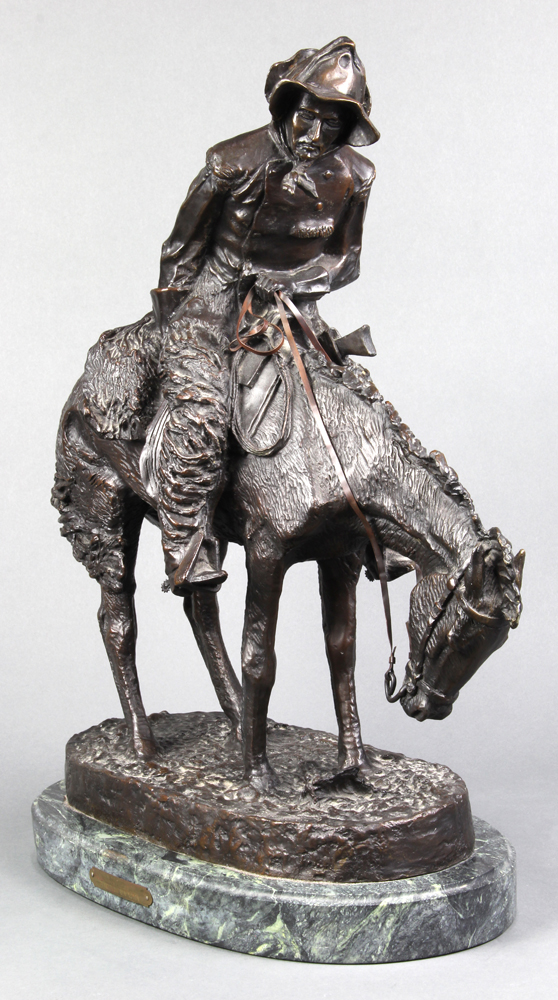After Frederic Remington (American, 1861-1909), “The Norther,” bronze sculpture, bears signature