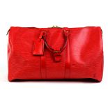 Louis Vuitton Epi Keepall travel bag, 45cm, executed in red leather, 11"h x 18"w x 9"d