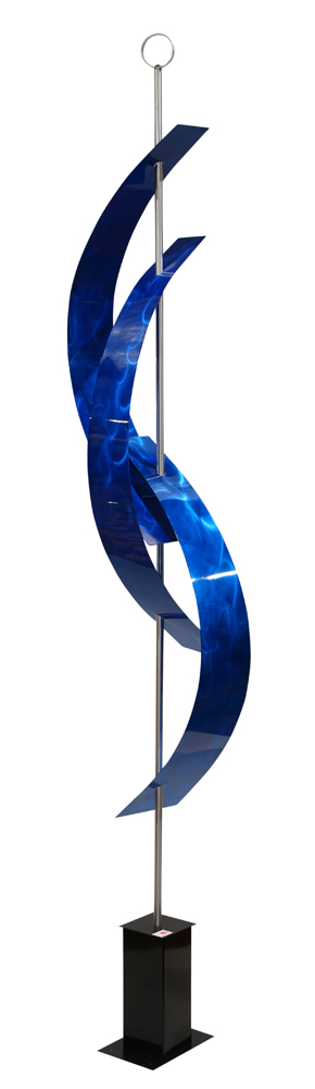 Waves of Blue, 2017, metal sculpture, signed "Joe Heeter" and dated, overall (with base): 96"h x