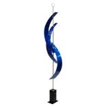 Waves of Blue, 2017, metal sculpture, signed "Joe Heeter" and dated, overall (with base): 96"h x