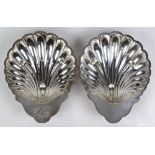 Pair of English shell form serving bowls, executed in the George III style, 2"h x 10.5"l