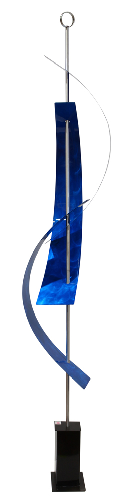 Waves of Blue, 2017, metal sculpture, signed "Joe Heeter" and dated, overall (with base): 96"h x - Image 2 of 6