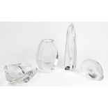 (lot of 4) Baccarat crystal group, consisting of a bowl having an abstract geometric form, a