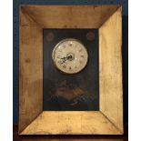 Classical style battery operated wall clock, having a partial gilt case, surrounding a Roman numeral