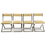 (lot of 4) Marcello Cuneo for Mobel Italia folding side chairs, each having a contoured seat and