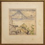 Max Pollak (Austrian/American, 1886-1970), etching and framed aquatint, Guatemala, on Lake Atitlan