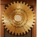 Mid Century giltwood carved starburst mirror, 40"w