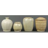 (lot of 4) Vietnamese glazed ceramic jars, Ly/Tran dynasty (12th/14th c), consisting of two