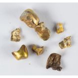 (Lot of 7) Dental gold fragments 1) includes a tooth, gross weight 10.30 grams