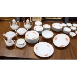 (lot of 114) Rosenthal china service in the Romanze pattern, having orange floral decoration on a