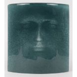 Daum pate de verre art glass sculpture "David," by Roy Adzak, 258/300, executed in sea green/blue