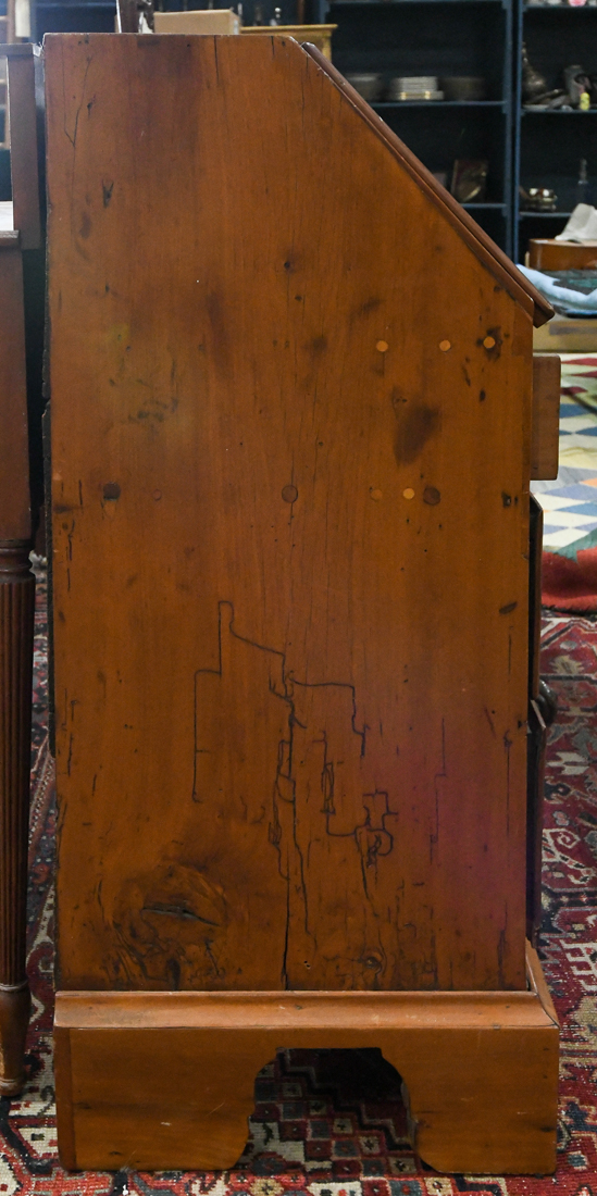George III slant front desk, the three drawer case rising on bracket feet, 39"h x 41"w x 17"d - Image 2 of 2