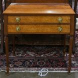 Sheraton cherry dressing table, circa 1810, with birdseye maple fronts, the two drawer case rising